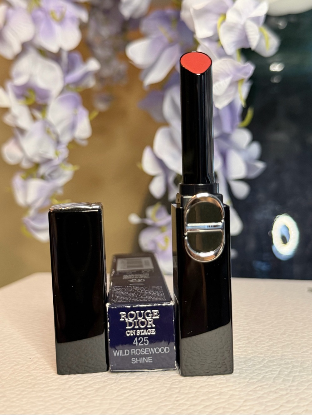 425 Wild Rosewood Shine-DIOR Rouge Dior On Stage Coated Shine Lipstick - - Picture 2 of 4